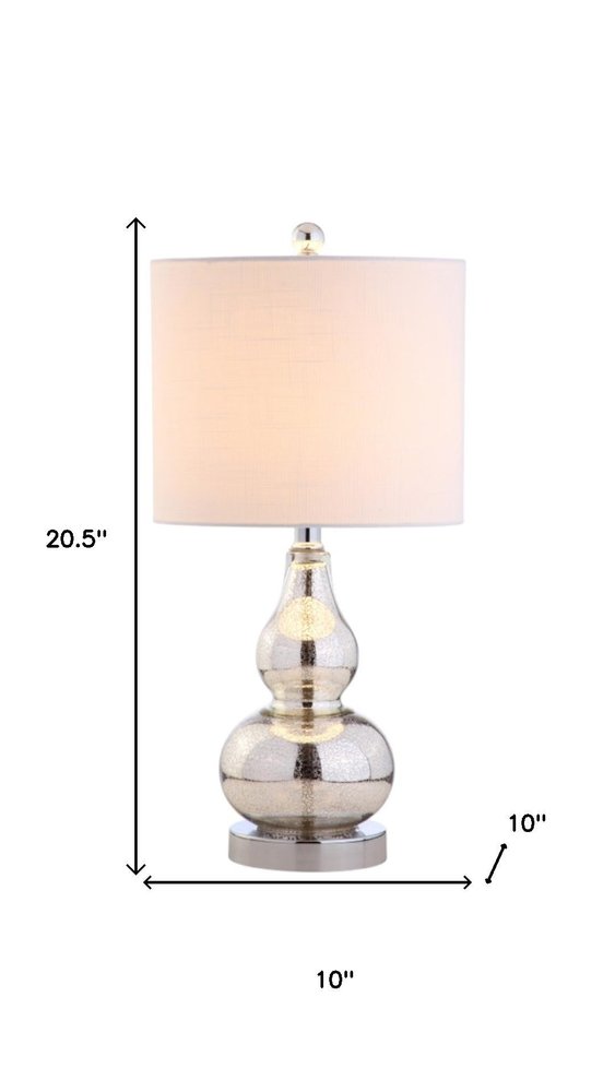 Set of Two 21" Silver Gourd Desk Lamps LED With Drum Shades