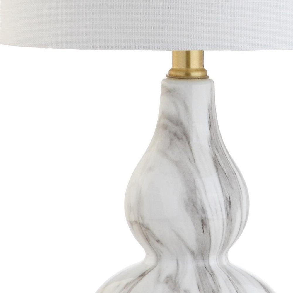 21" Gold Gourd Desk Lamp LED With Drum Shade