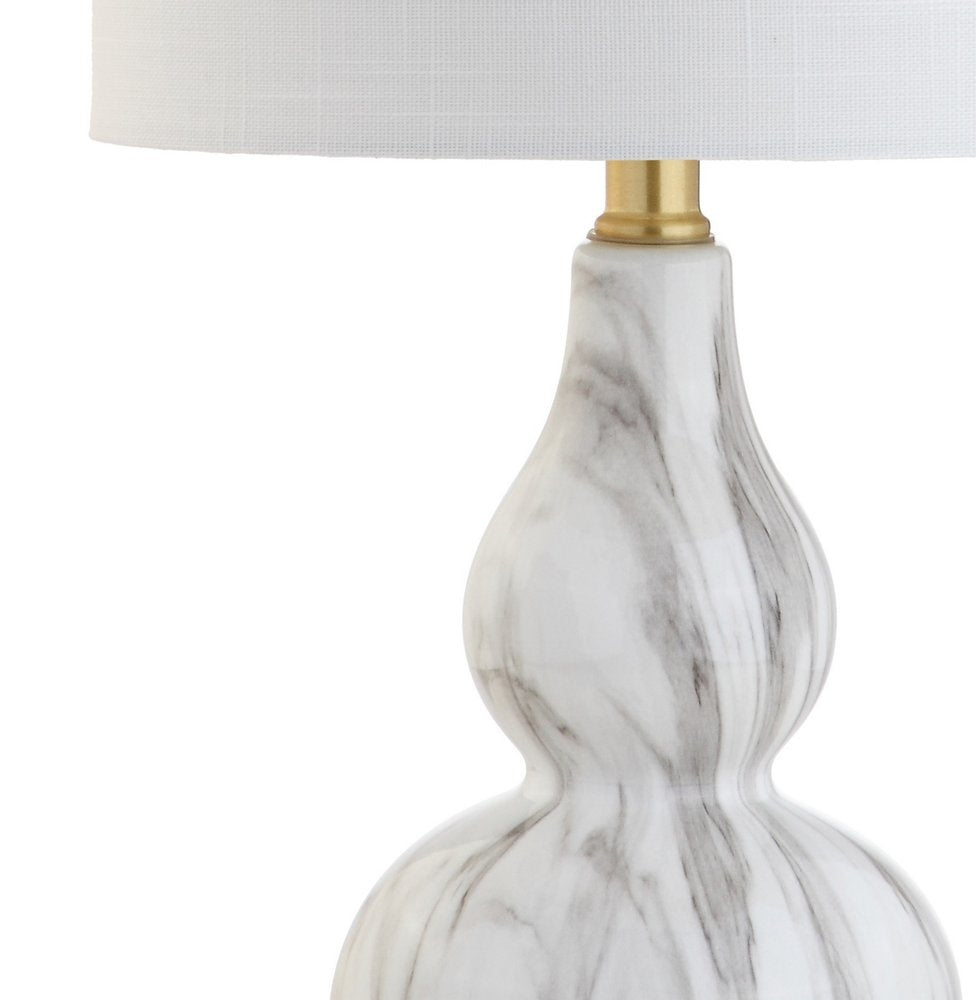 21" Gold Gourd Desk Lamp LED With Drum Shade