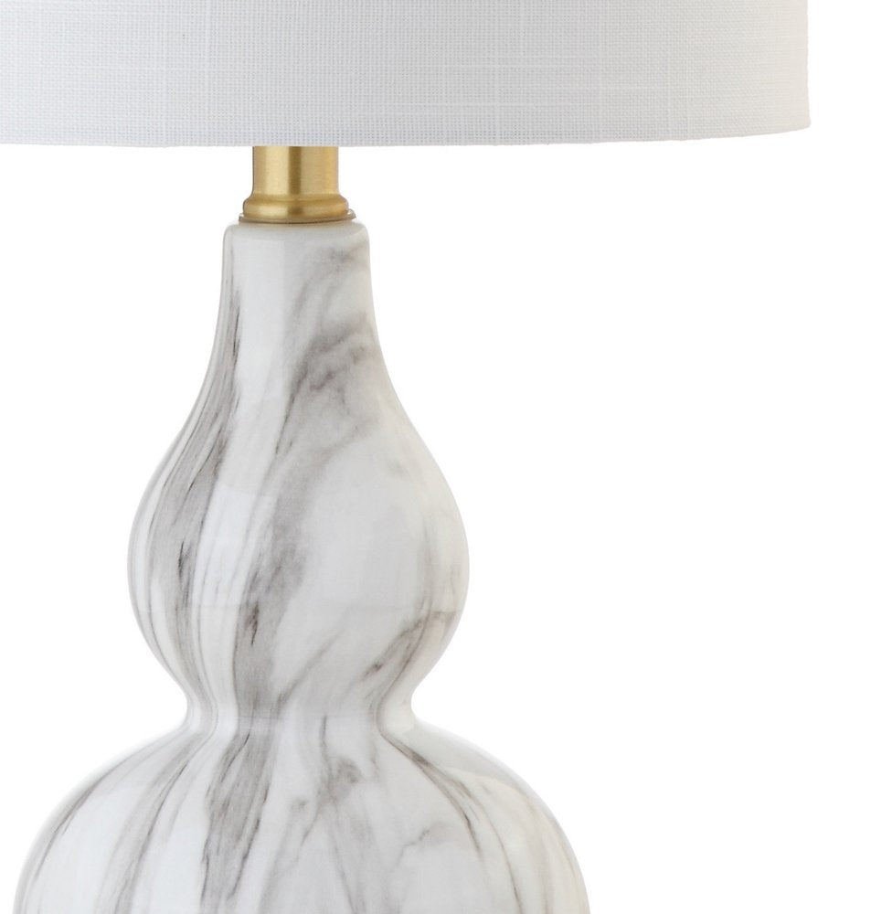 21" Gold Gourd Desk Lamp LED With Drum Shade