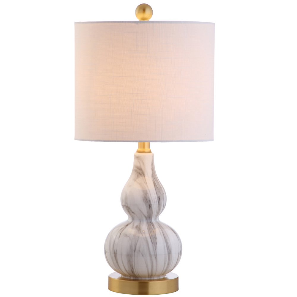21" Gold Gourd Desk Lamp LED With Drum Shade