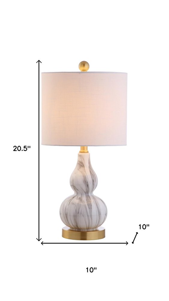 21" Gold Gourd Desk Lamp LED With Drum Shade