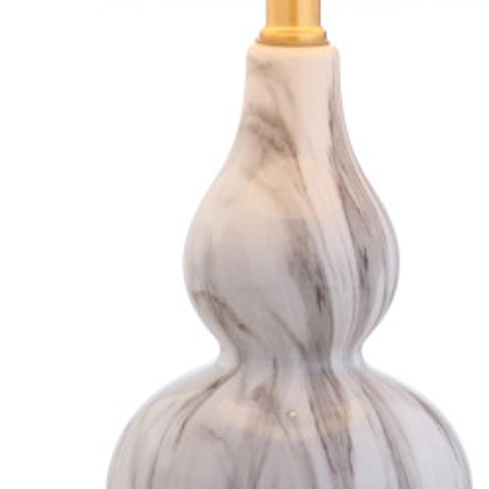 Set of Two 21" Gold Gourd Desk Lamps LED With Drum Shades