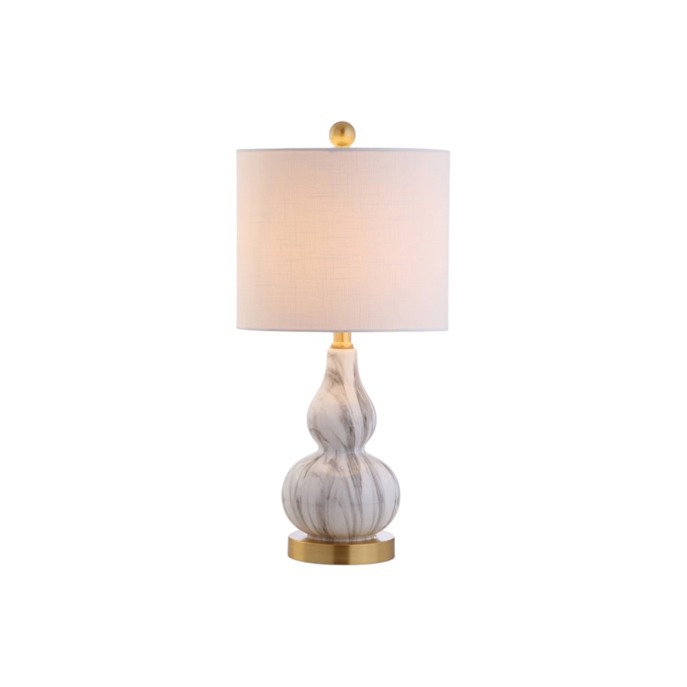 Set of Two 21" Gold Gourd Desk Lamps LED With Drum Shades