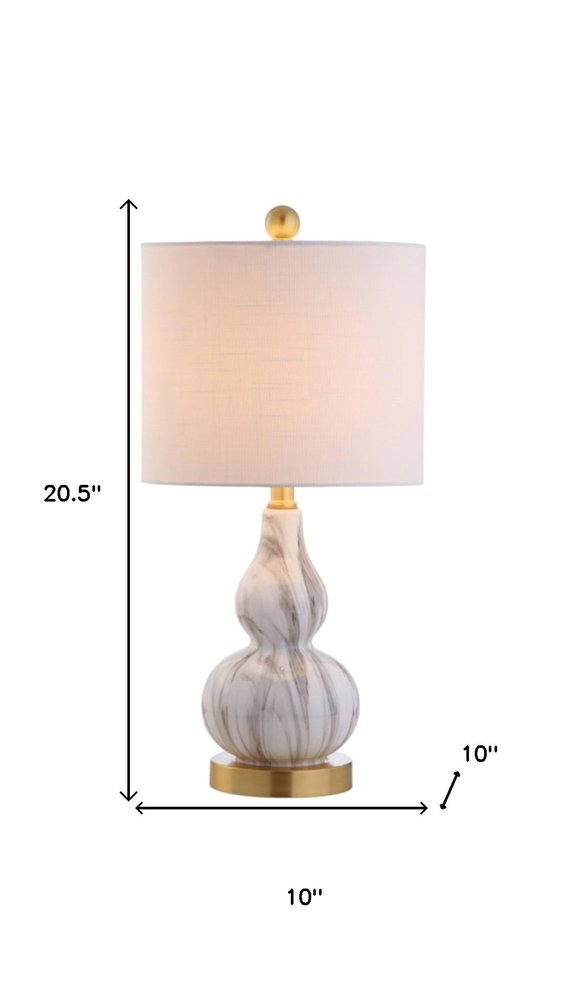 Set of Two 21" Gold Gourd Desk Lamps LED With Drum Shades