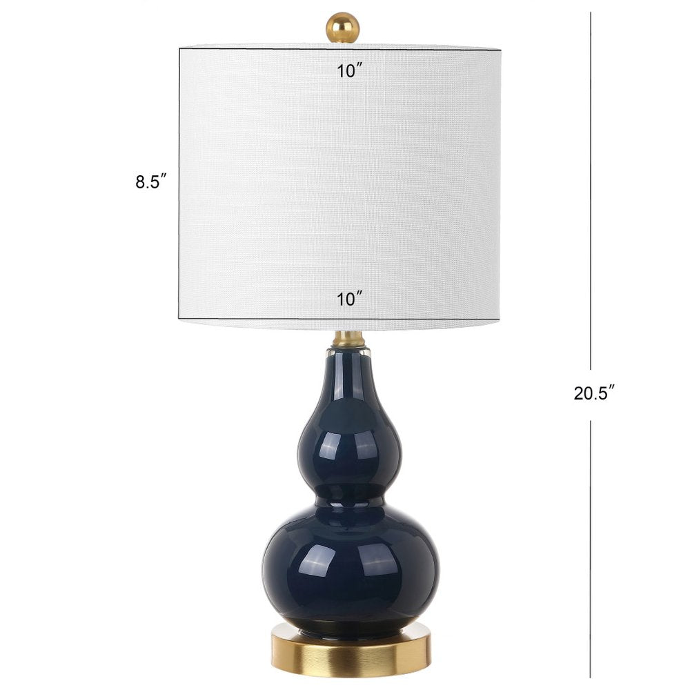 Set of Two 21" Gold Gourd Desk Lamps LED With Drum Shades