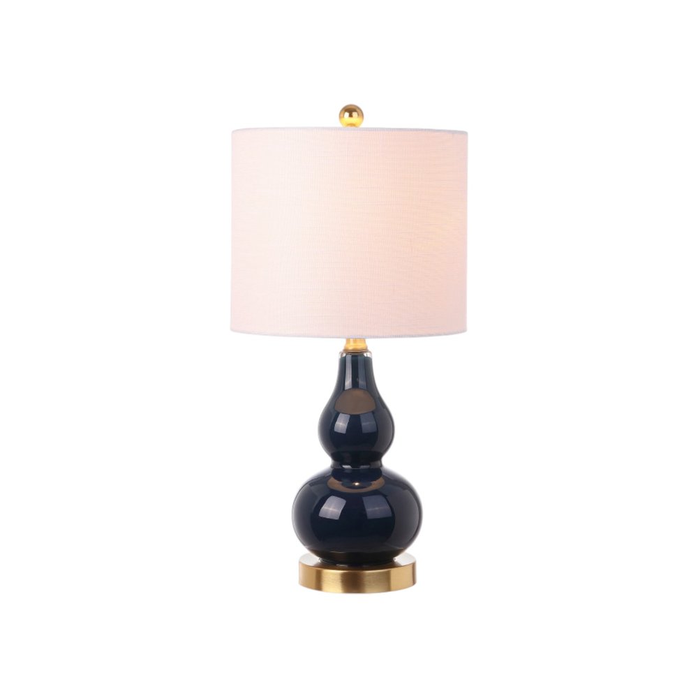 Set of Two 21" Gold Gourd Desk Lamps LED With Drum Shades