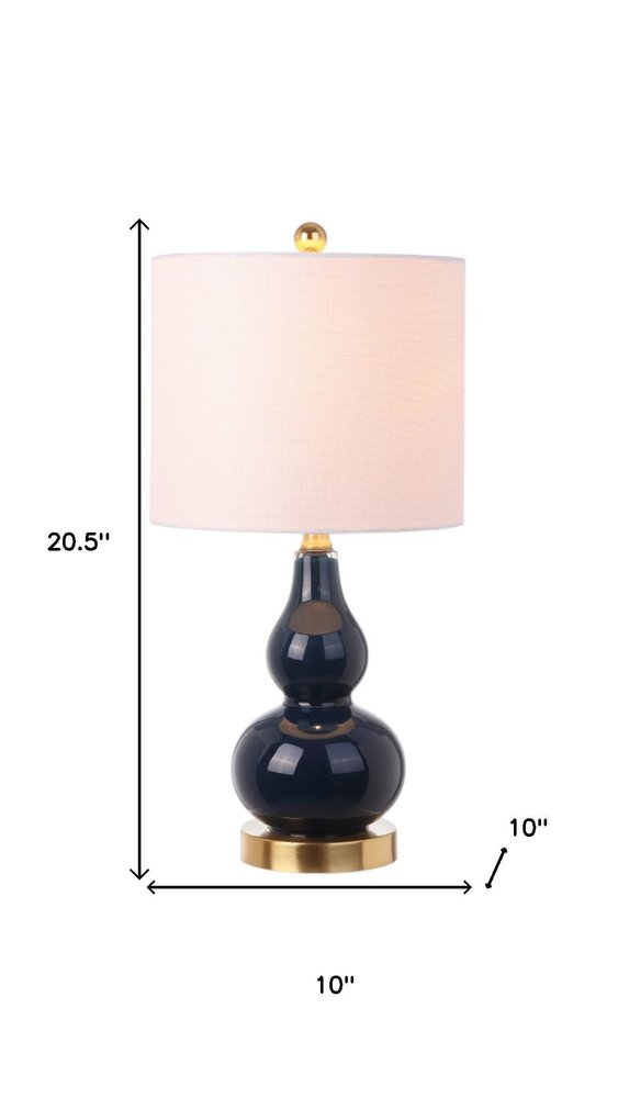Set of Two 21" Gold Gourd Desk Lamps LED With Drum Shades