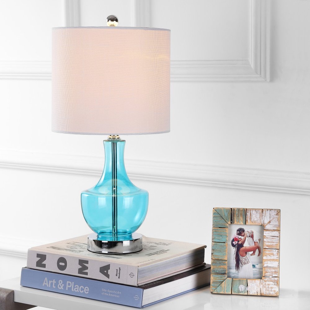 20" Silver Gourd Desk Lamp LED With Drum Shade