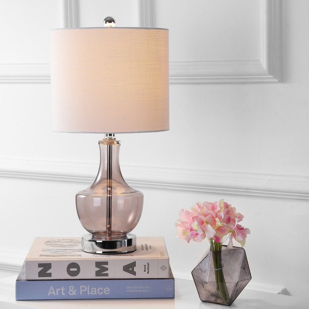 20" Silver Novelty Desk Lamp LED With Drum Shade