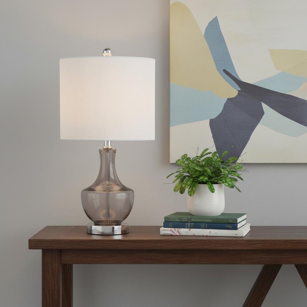 20" Silver Novelty Desk Lamp LED With Drum Shade