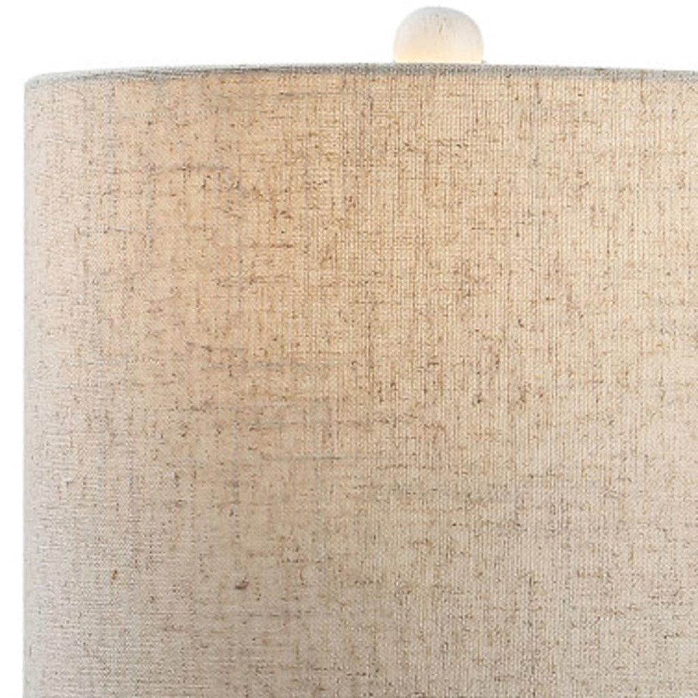 21" Antiqued White Antlers Desk Lamp LED With Drum Shade