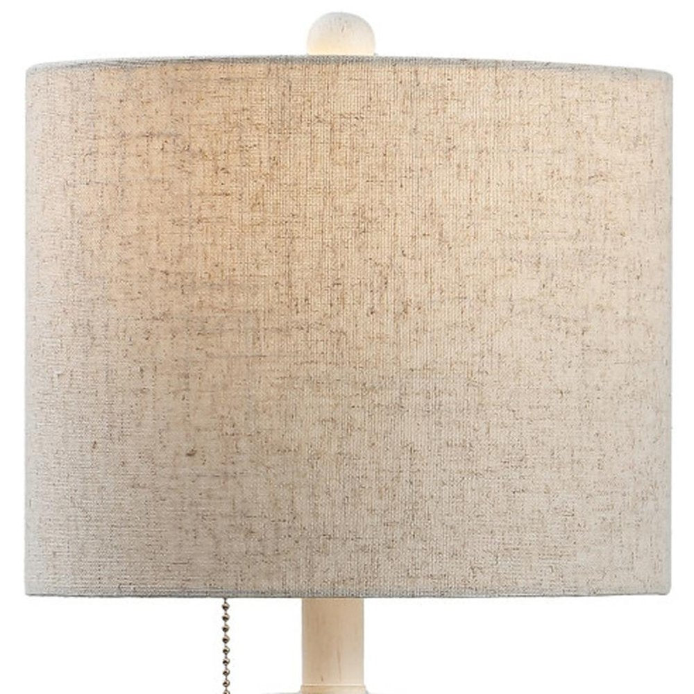 21" Antiqued White Antlers Desk Lamp LED With Drum Shade