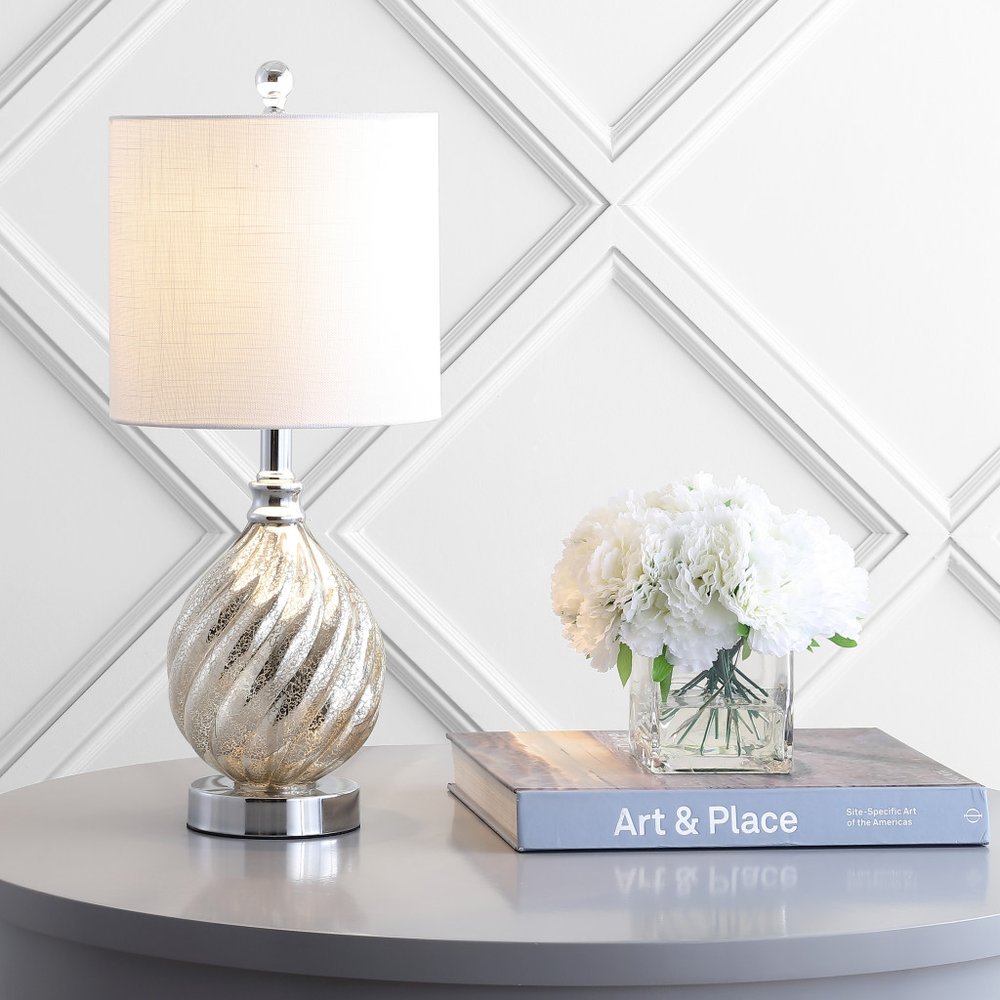 21" Silver Novelty Table Lamp LED With Globe Shade