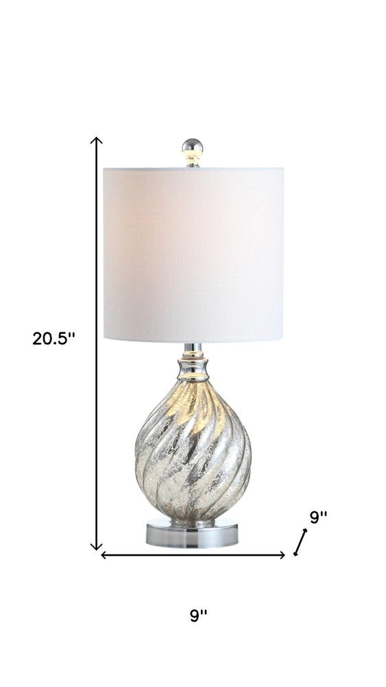21" Silver Novelty Table Lamp LED With Globe Shade