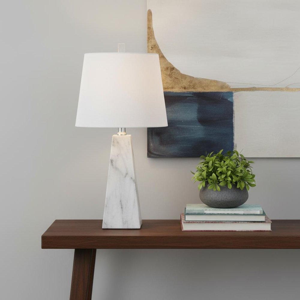 21" White Novelty Table Lamp LED With Empire Shade