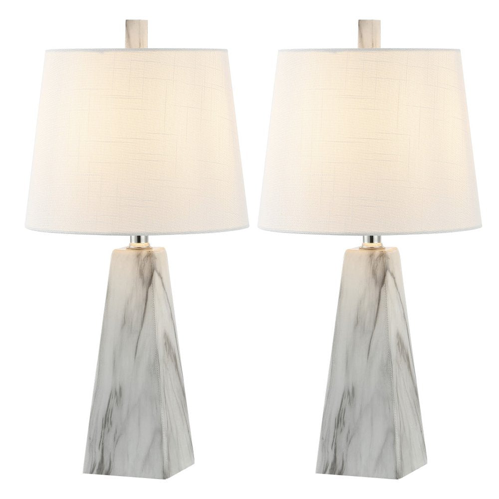 Set of Two 21" White Novelty Table Lamps LED With Empire Shades