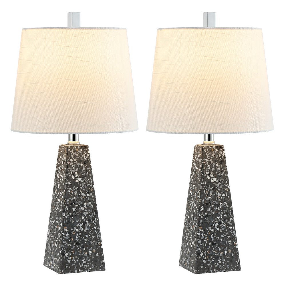 Set of Two 21" Gray Novelty Table Lamps LED With Empire Shades