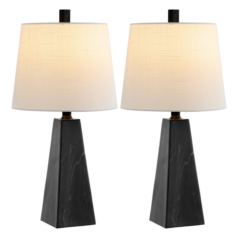 Set of Two 21" Black Novelty Table Lamps LED With Empire Shades