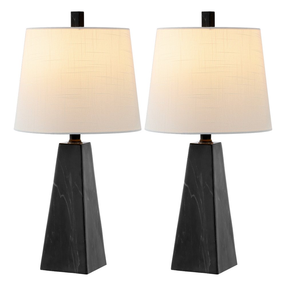 Set of Two 21" Black Novelty Table Lamps LED With Empire Shades