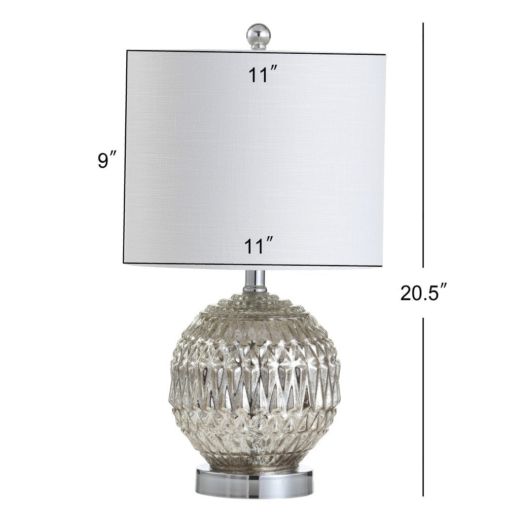 21" Silver Novelty Table Lamp LED With Globe Shade