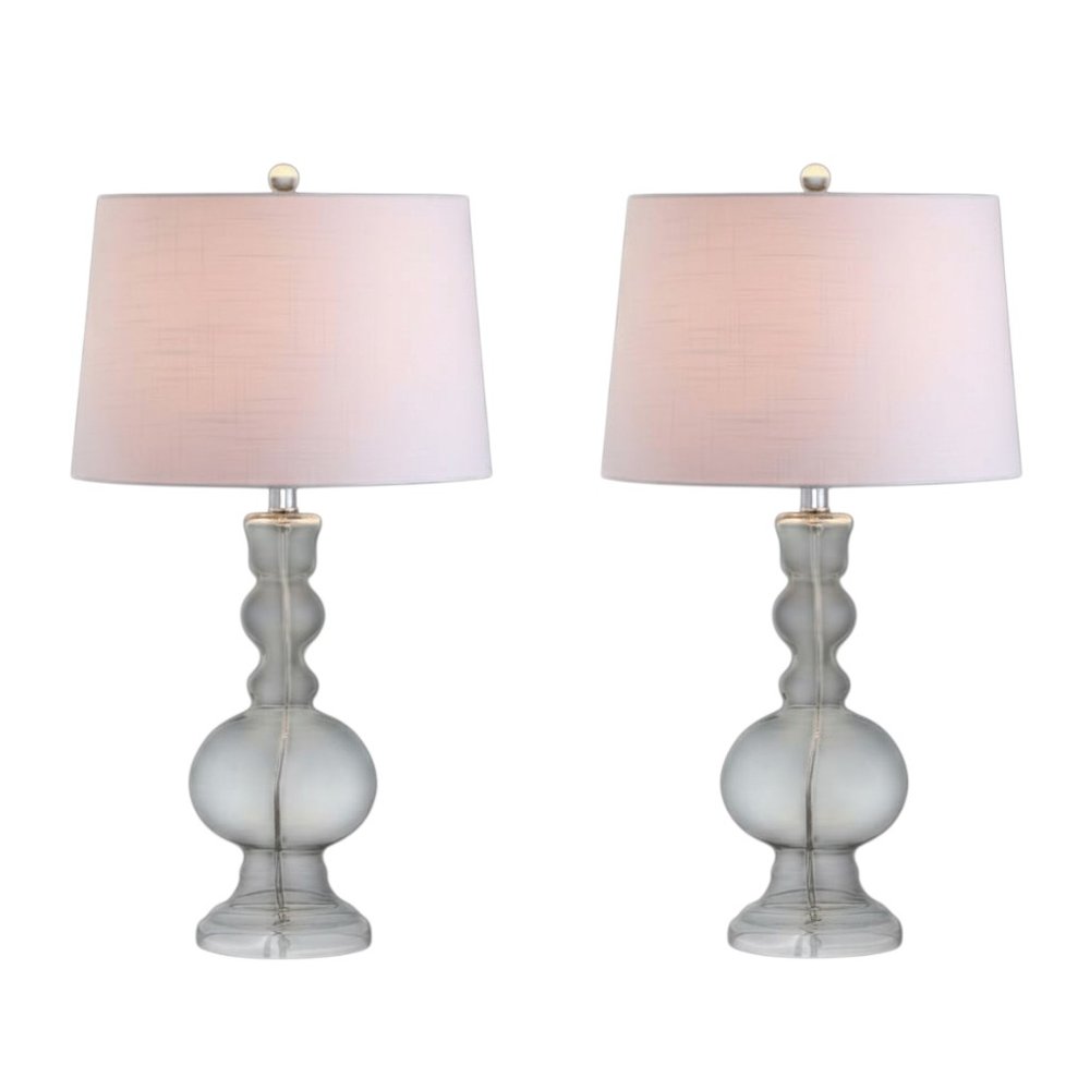Set of Two 29" Clear Novelty Table Lamps LED With Drum Shades