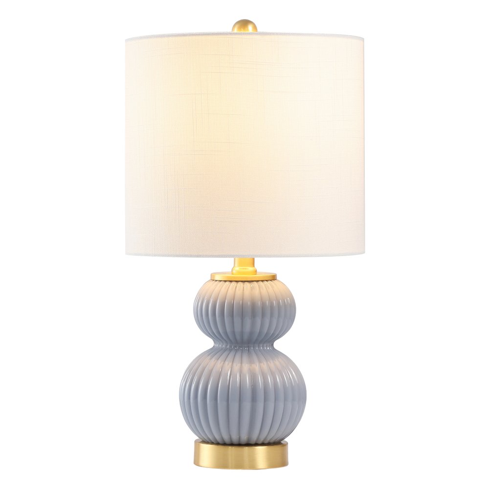 20" Gold Gourd Table Lamp LED With Drum Shade