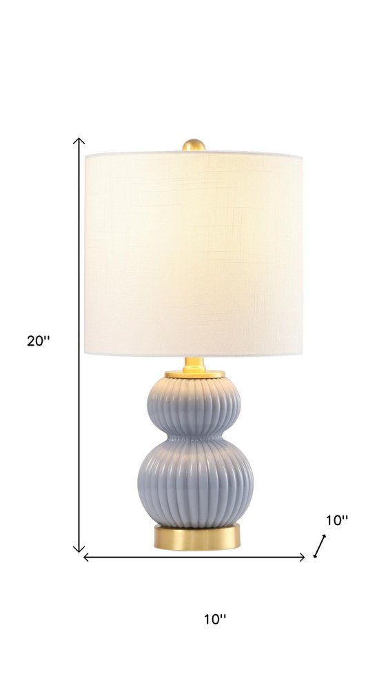 20" Gold Gourd Table Lamp LED With Drum Shade