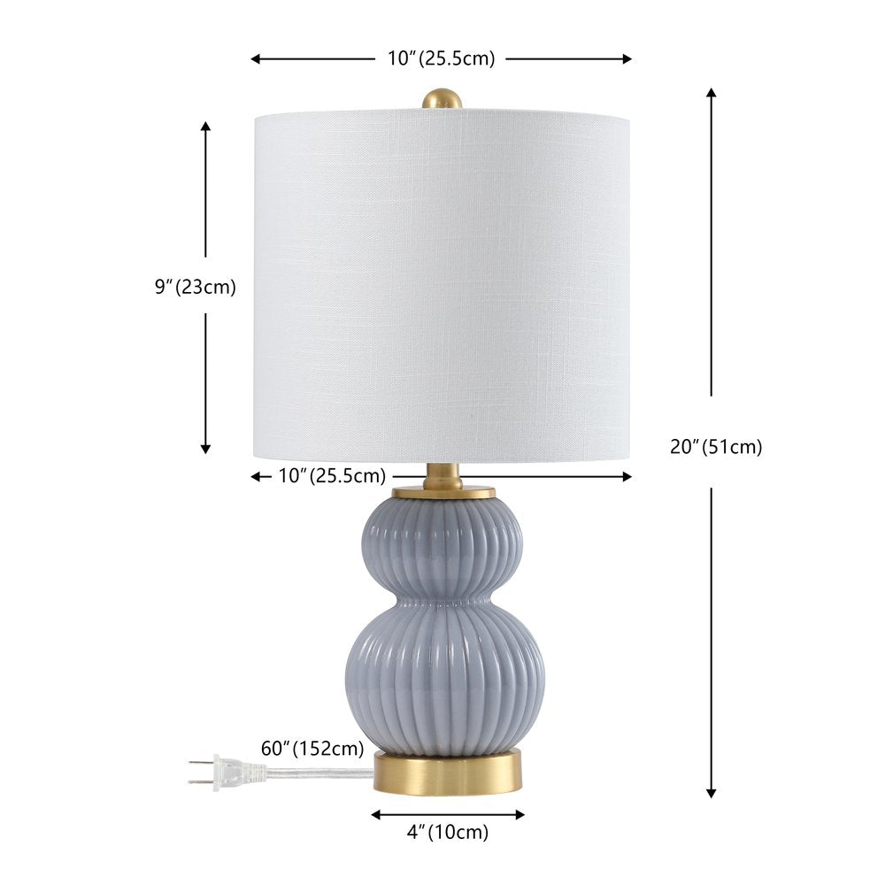 20" Gold Gourd Table Lamp LED With Drum Shade