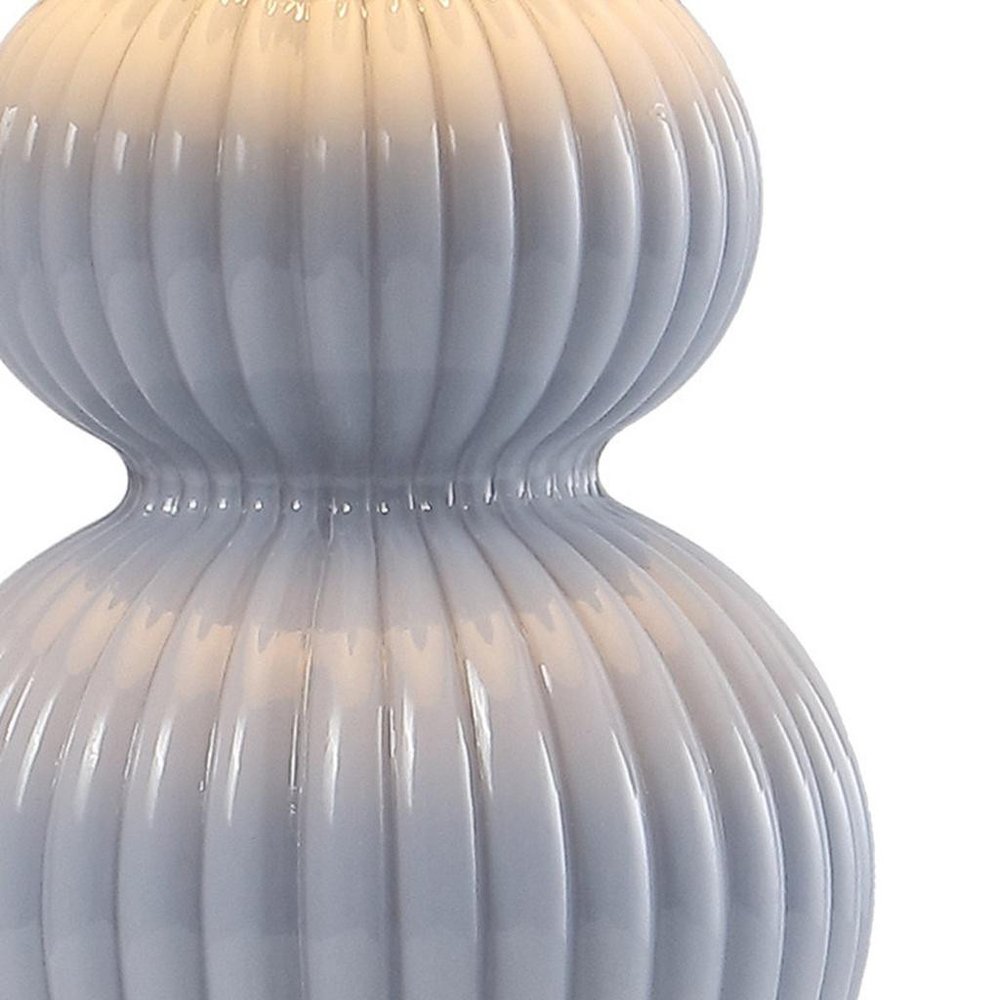 20" Gold Gourd Table Lamp LED With Drum Shade