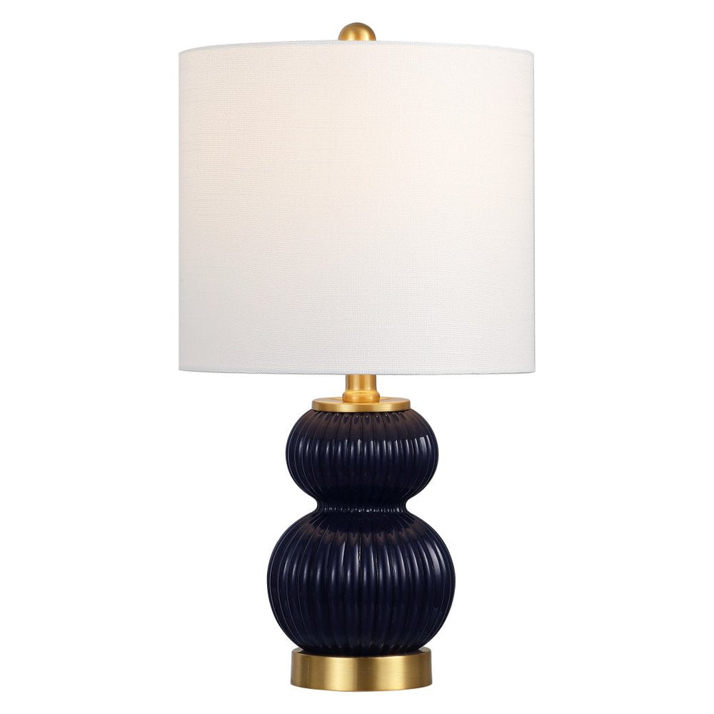 20" Gold Gourd Table Lamp LED With Drum Shade