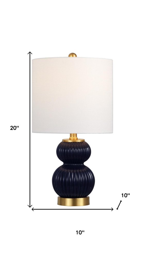 20" Gold Gourd Table Lamp LED With Drum Shade
