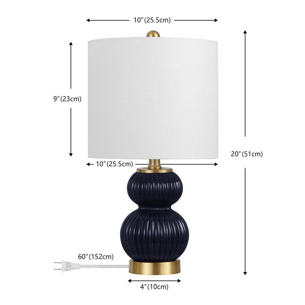 20" Gold Gourd Table Lamp LED With Drum Shade