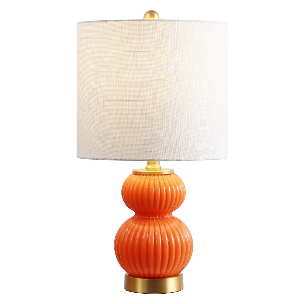 20" Gold Gourd Table Lamp LED With Drum Shade