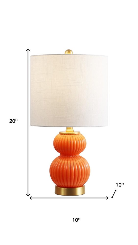 20" Gold Gourd Table Lamp LED With Drum Shade