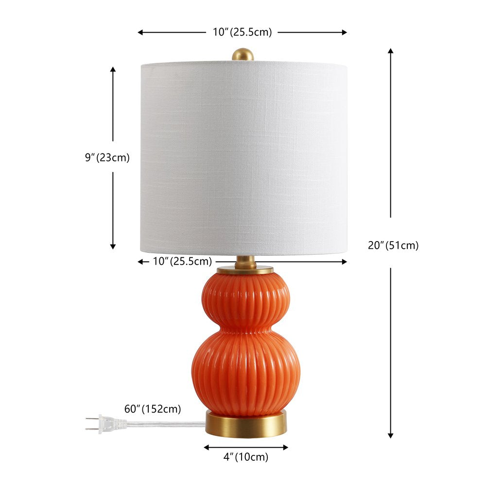 20" Gold Gourd Table Lamp LED With Drum Shade