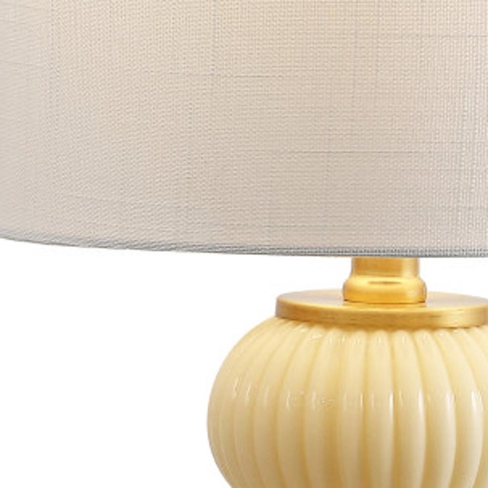 20" Gold Gourd Table Lamp LED With Drum Shade