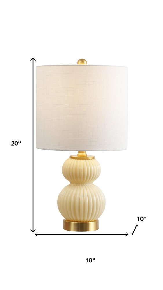 20" Gold Gourd Table Lamp LED With Drum Shade