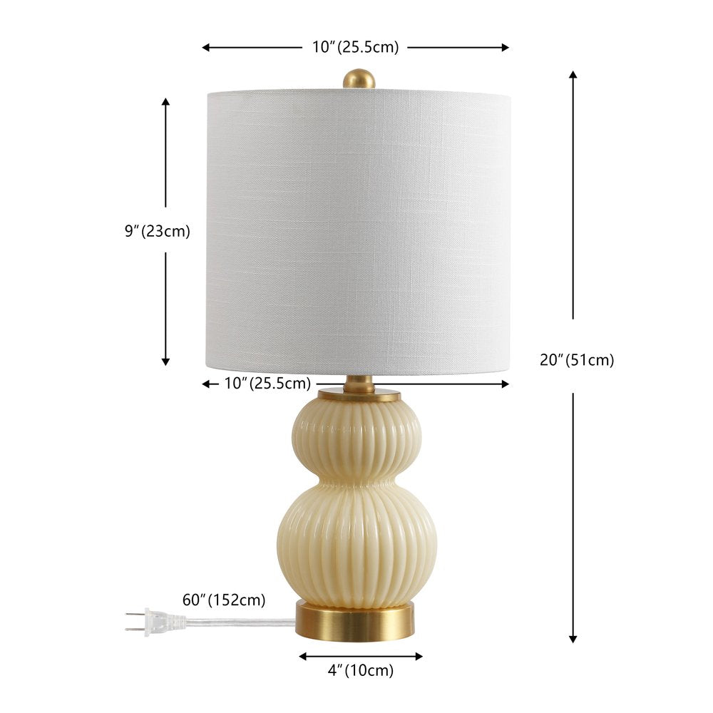 20" Gold Gourd Table Lamp LED With Drum Shade