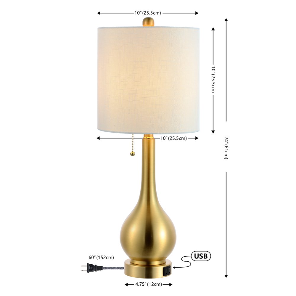 Set of Two 24" Gold Gourd Table Lamps LED With Drum Shades