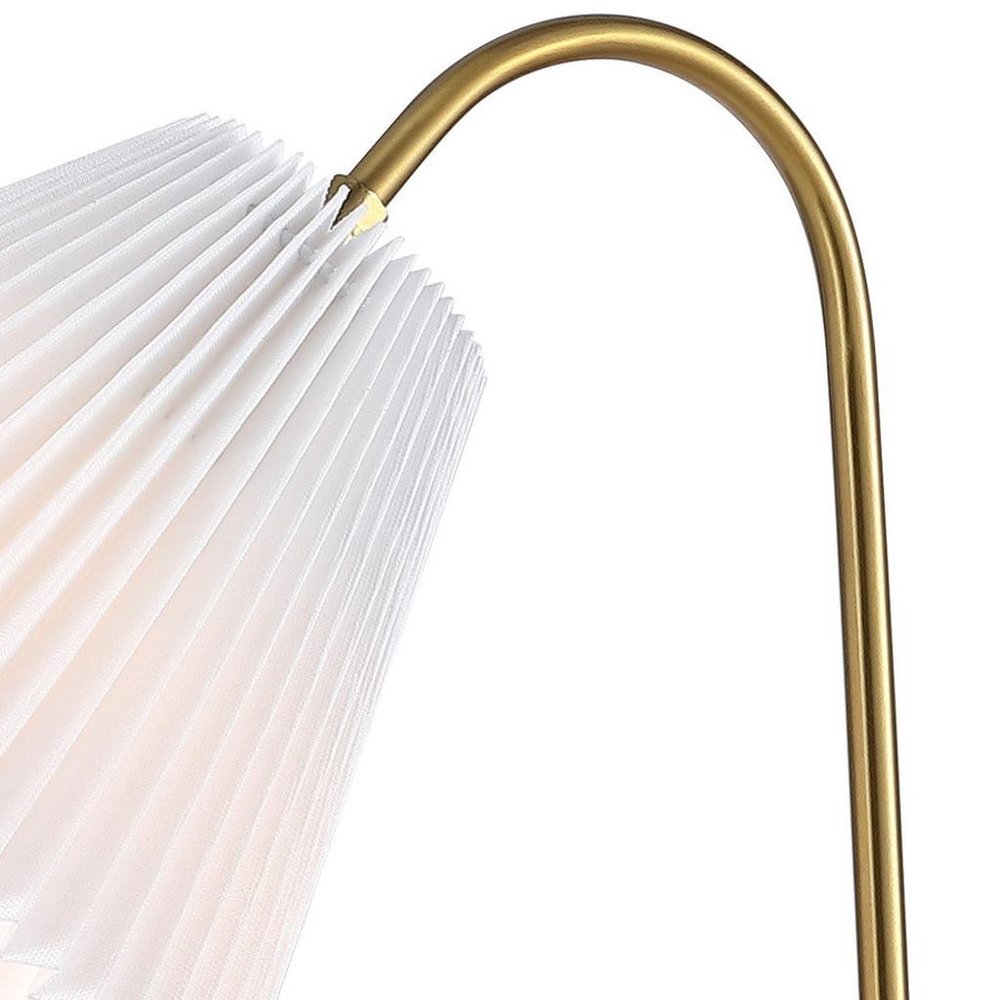 22" Gold Swing Arm Geometric Table Lamp LED With Empire Shade
