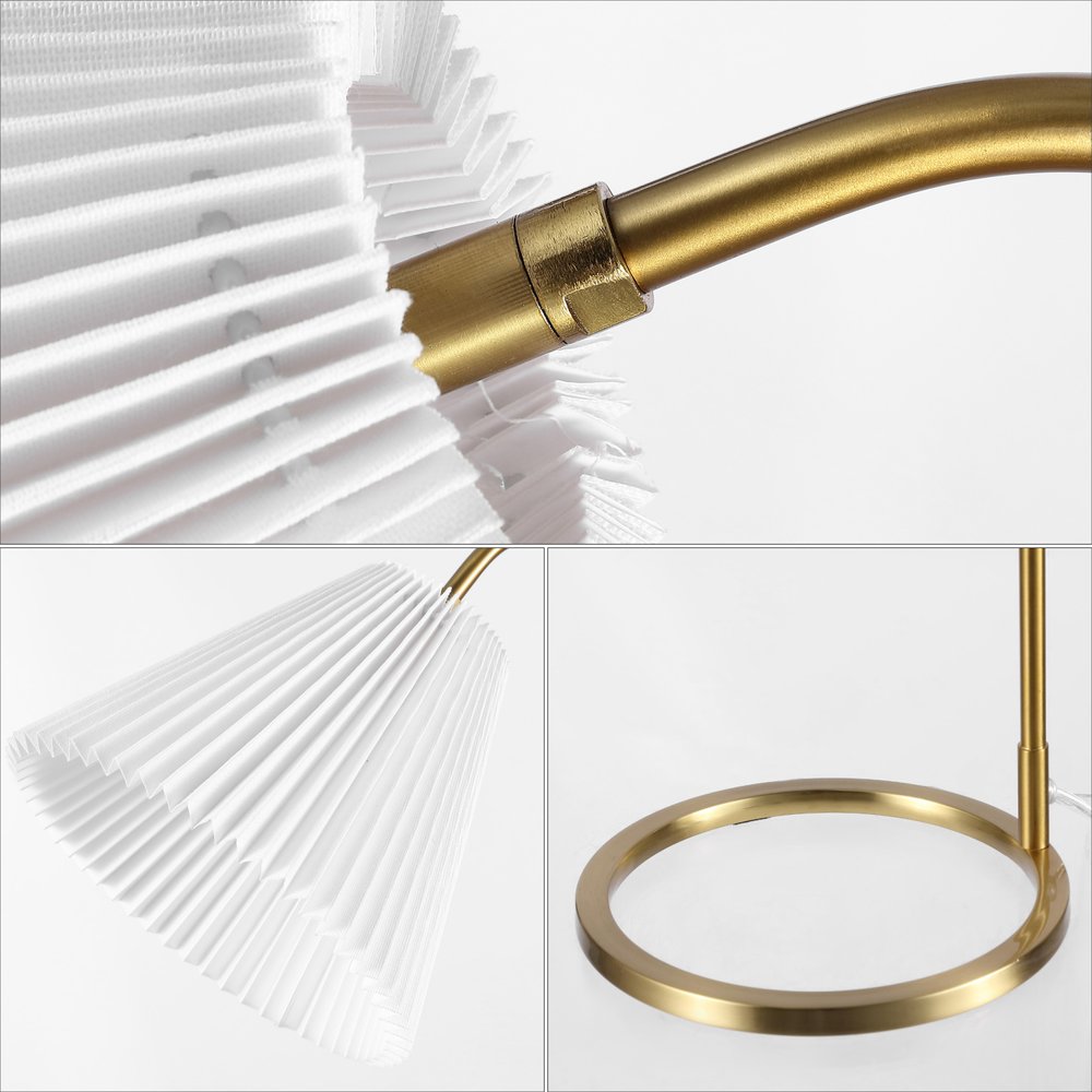 22" Gold Swing Arm Geometric Table Lamp LED With Empire Shade