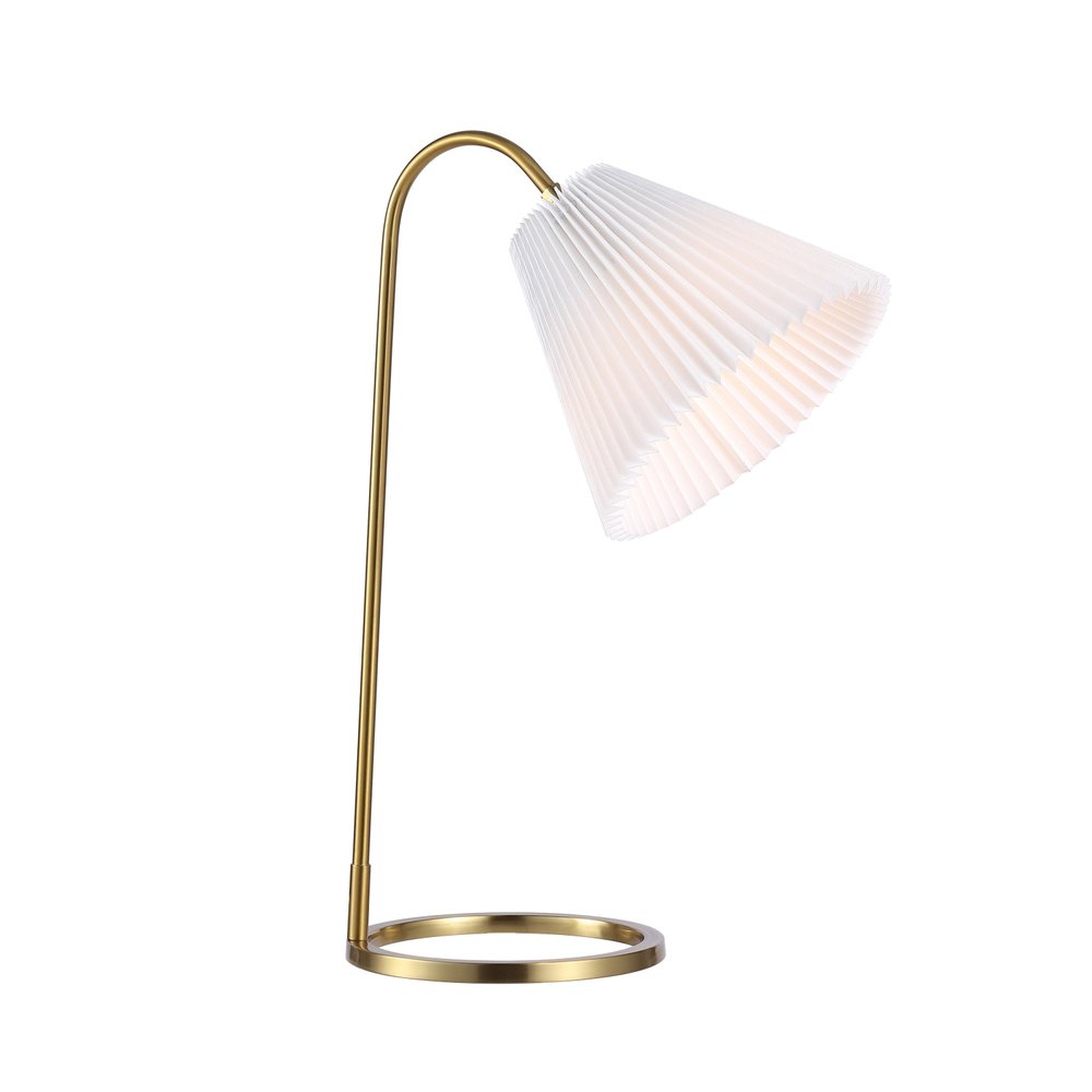 22" Gold Swing Arm Geometric Table Lamp LED With Empire Shade