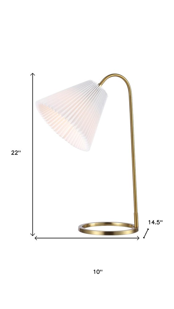22" Gold Swing Arm Geometric Table Lamp LED With Empire Shade
