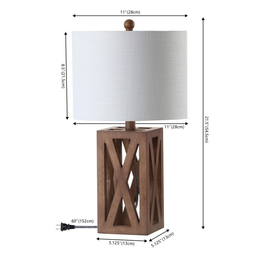 Set of Two 22" Brown Table Lamps LED With Drum Shades