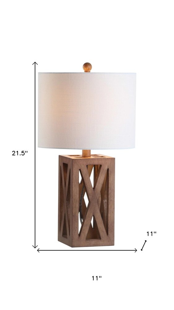 Set of Two 22" Brown Table Lamps LED With Drum Shades