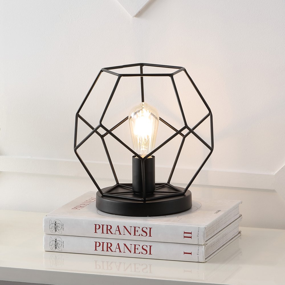 10" Black Geometric Table Lamp LED
