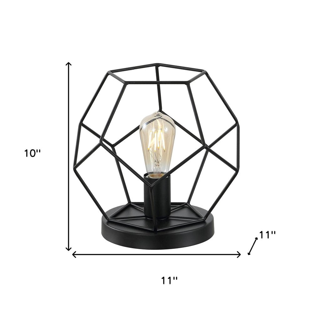 10" Black Geometric Table Lamp LED