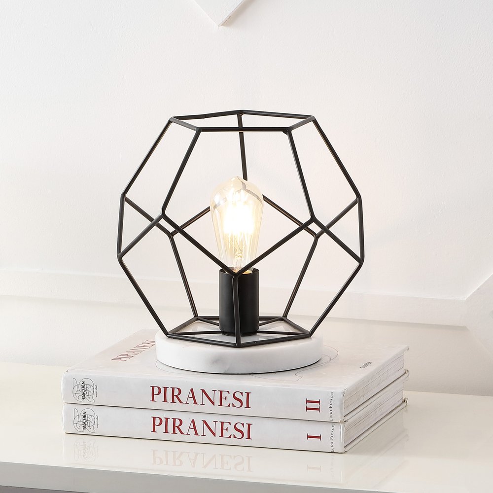 10" White Geometric Table Lamp LED