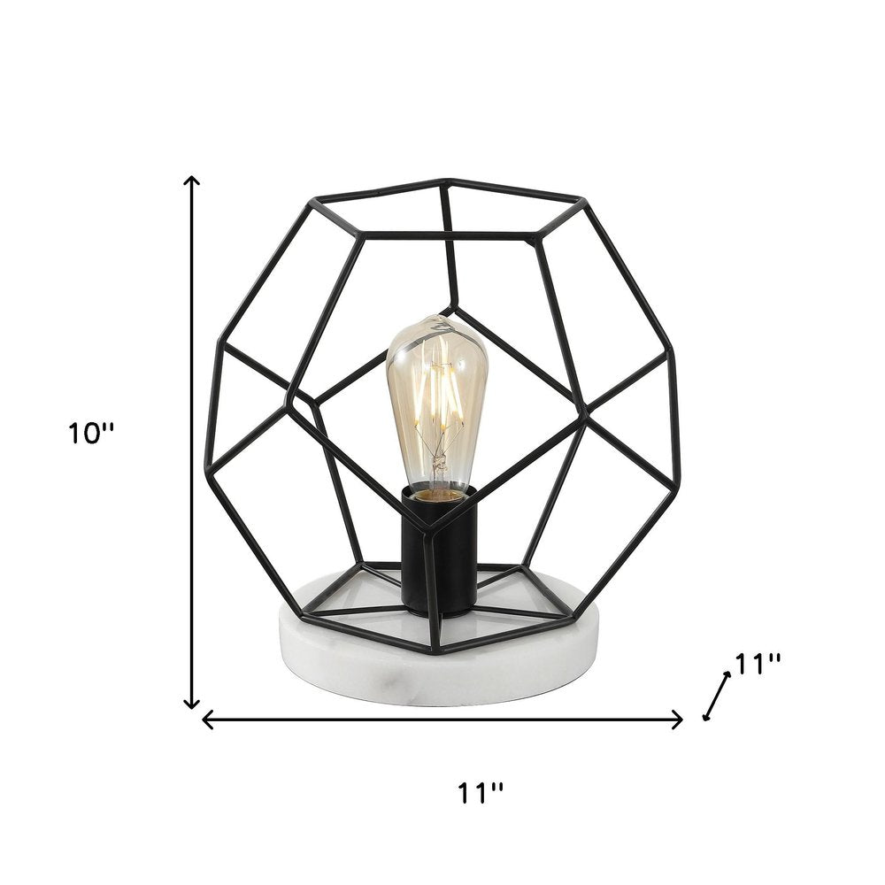10" White Geometric Table Lamp LED